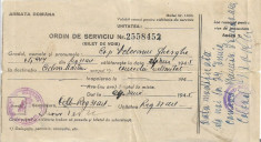 Ordin de serviciu 1945 Regimentul 37 Artilerie Timisoara foto