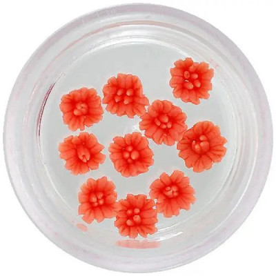 Decorațiuni portocalii pentru unghii - flori acrilice foto