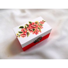 Cutie din lemn decorata cu maci 33669