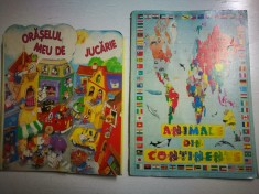 2 Carti mari, educative: Animale din continente, Oraselul meu de jucarie foto