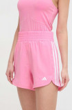 Cumpara ieftin Adidas Performance pantaloni scurți de antrenament Pacer culoarea roz, cu imprimeu, medium waist IT7761