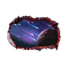 Sticker decorativ, gaura in perete 3D, Planeta, 85 cm, 1045STK-1