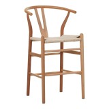 Cumpara ieftin Scaun bar Wishbone din lemn de cauciuc si franghie in nuanta naturala 55x49x108 cm