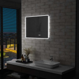 Oglinda cu LED de baie cu senzor tactil si afisaj ora, 80x60 cm GartenMobel Dekor, vidaXL