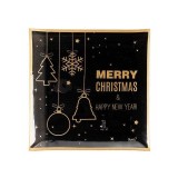 Cumpara ieftin Platou Craciun din sticla aurie neagra 25x25 cm