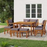VidaXL Set mobilier de grădină cu perne, 9 piese, lemn masiv de acacia