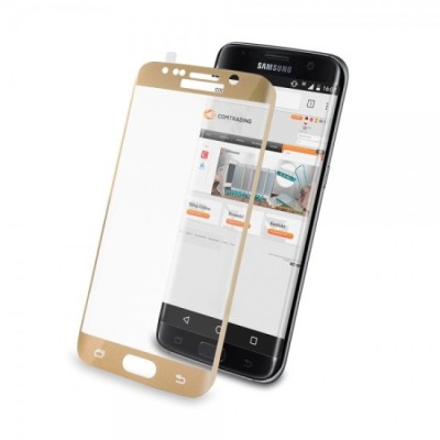 Folie sticla Samsung Galaxy S7 EDGE pentru tot ecranul (Full Cover) curbata 3D, Aurie foto