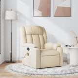 VidaXL Fotoliu rabatabil de masaj, crem, material textil