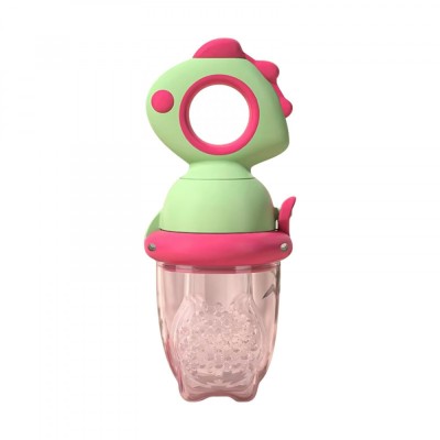 Suzeta pentru Fructe, Cyrax, pentru Bebelusi, din Silicon Alimentar, +4 Luni, 2 mm Grosime Gauri Tetina, 12.4 x 5.1 x 4.7 cm, Verde/Fucsia foto