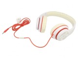 Căști Over-Ear cu Microfon Alb-Roșu Jack 3,5mm 1,8m