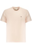 Calvin Klein Jeans Tricou barbati decolteu la baza gatului si imprimeu cu logo, Roz, XL