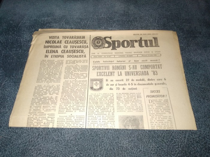 ZIARUL SPORTUL 13 IULIE 1983