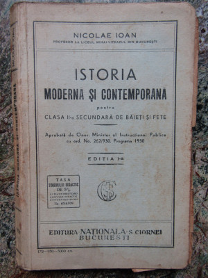 ISTORIA MODERNA SI CONTEMPORANA PENTRU CLASA II -A SECUNDARA - NICOLAE IOAN foto