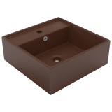 Cumpara ieftin Chiuveta lux, preaplin maro inchis mat 41x41 cm ceramica patrat