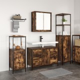 vidaXL Set Mobilier Baie din Lemn Ingineresc Stejar Fumuriu - 3 Piese