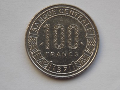 100 FRANCS 1971 REPUBLICA FEDERALA CAMERUN foto