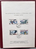 Cehoslovacia 1970 &ndash; Campionatul Mondial de Schi, Vysok&eacute; Tatry &ndash; Foaie filatelică comemorativă cu ștampile speciale