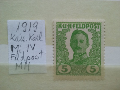 1919- Austria-Feldpost-Kais.Karl-Mi IV-MH foto