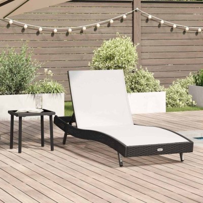 vidaXL Șezlong cu masă 2 pcs Negru 40 x 40 x 40.5 cm poliratan 42009981 foto