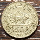 (A48) MONEDA DIN ARGINT EAST AFRICA - 50 CENTS / HALF SHILLING 1937, GEORGE VI