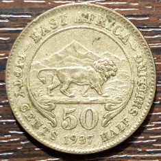 (A48) MONEDA DIN ARGINT EAST AFRICA - 50 CENTS / HALF SHILLING 1937, GEORGE VI