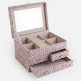 Cutie pentru Bijuterii cu 3 Sertare, 3 Niveluri, Roz, 25x19x16cm, CMCLASS