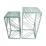 Cumpara ieftin Set 2 suporturi flori fier verde alb 30 x 30 x 60, 35 x 35 x 70 cm