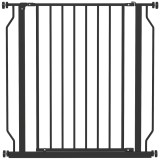 PawHut Poartă Extensibilă și Reglabilă pentru C&acirc;ini, pentru Scări și Uși, din Oțel și ABS, 75-85x76 cm, Negru | Aosom Romania