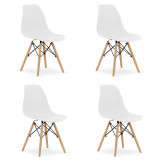 Set 4 scaune stil scandinav, Artool, Osaka, PP, lemn, alb, 46x54x81 cm
