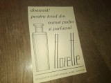PLIANT RECLAMA CRAIOVA - DOAMNA PENTRU TENUL DVS, NUMAI PUDRA SI PARFUMUL FLORETTE , DROGUERIA SI PARFUMERIA ''ARAB'', CRAIOVA