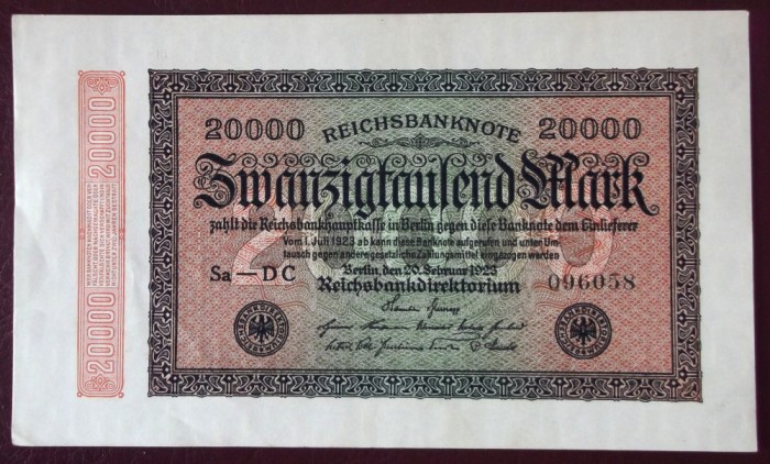 Germania 20000 20.000 mark 1923 seria 058 **