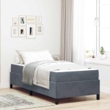 VidaXL Cadru de pat cu saltea Gri &icirc;nchis și Alb 100 x 200 cm Catifea 3399043