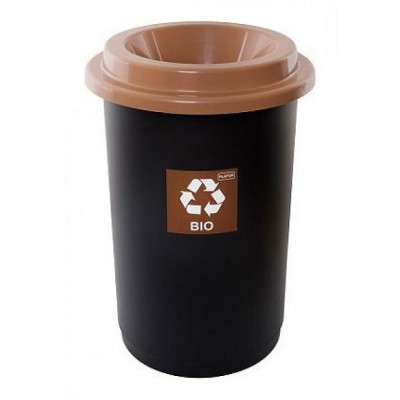 Cos Plastic Reciclare Selectiva, Capacitate 50l, Plafor Eco - Negru Cu Capac Maro - Bio foto