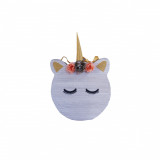 Pinata personalizata model rotund Unicorn, 40 cm, alb