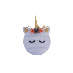 Pinata personalizata model rotund Unicorn, 40 cm, alb