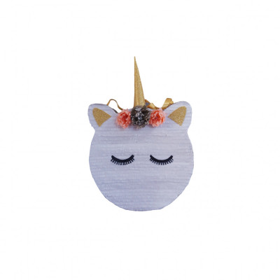 Pinata personalizata model rotund Unicorn, 40 cm, alb foto