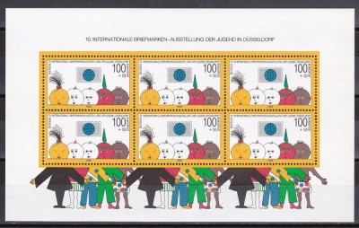 Germania Federala, 1990, a 10-a expozitie filatelica a tinerilor, bloc, cota 22 euro, MNH foto