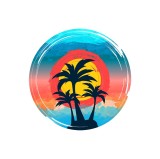 Cumpara ieftin Sticker decorativ Apus pe Plaja, Multicolor, 55 cm, 3669ST, natura si peisaje, Oem
