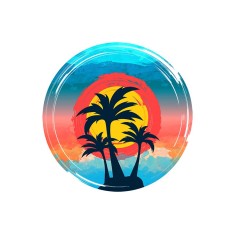 Sticker decorativ Apus pe Plaja, Multicolor, 55 cm, 3669ST foto