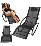 Sezlong Balansoar Gradina LUARO cu Tetiera Negru 120 kg