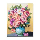 Tablou pictat manual, Poezie florala, pictura 50x40cm ulei pe panza, gata de expus pe perete