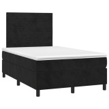 Cumpara ieftin Pat box spring cu saltea, negru, 120x190 cm, catifea