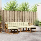 vidaXL Set de canapele de exterior cu pernă 6 pcs Natural și Crem 3368917