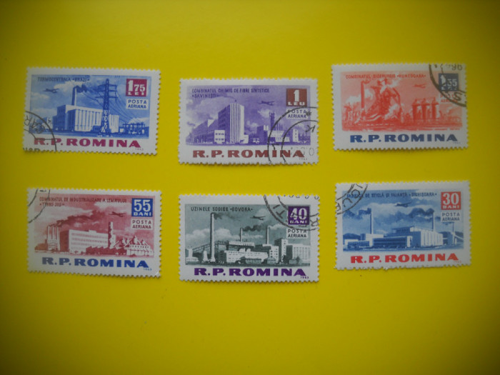 HOPCT LOT NR 183 CONSTRUCTII 1963-6 TIMBRE VECHI-STAMPILAT ROMANIA