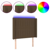 Cumpara ieftin Tablie de pat cu LED, maro inchis, 93x16x118/128 cm, textil