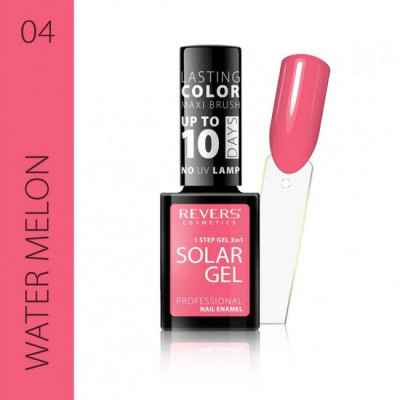 Lac de unghii Solar Gel, Revers, 12 ml, roz, nr 04, water melon foto