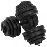 Gantere vidaXL 2x15kg (30kg total) | Set Gantere cu Discuri, Bare Metalice, Prindere Antialunecare, Bolturi Stea, Umplutura Nisip