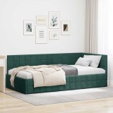 vidaXL Cadru de pat colțar Verde &icirc;nchis 90 x 190 cm Catifea