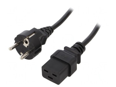 Cablu Alimentare Schuko la IEC C19 1m Negru 16A 250V foto