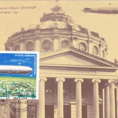 CP ROMANIA Zeppelin LZ 127 SURVOLAND ORASUL BUCURESTI 1979 - 50 DE ANI